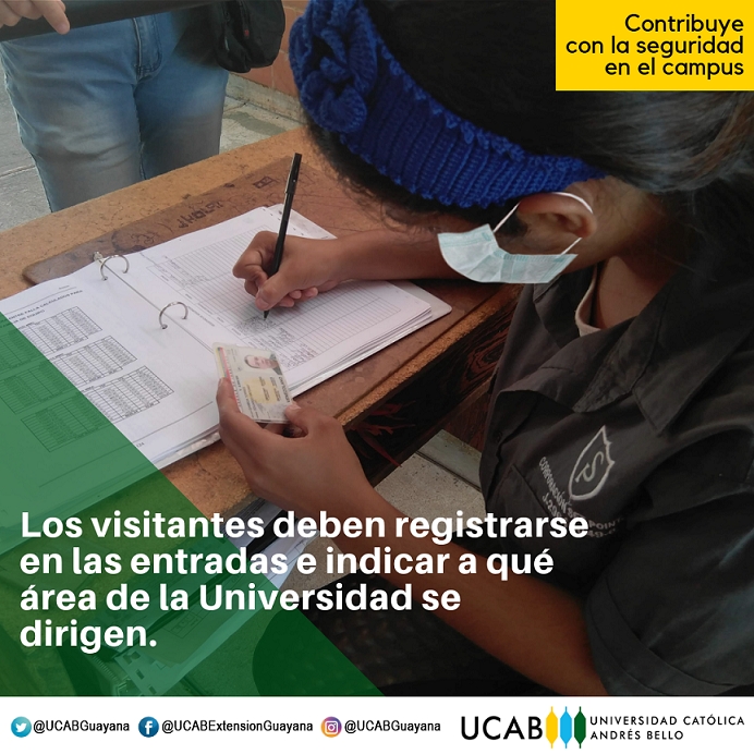 UcabGuayana's tweet photo. Amigo visitante, recuerda presentar tu documento de identificación en la entrada de la Universidad 🆔.
¡La #seguridad es tarea de todos 🦺! https://t.co/KahoQU9hyt