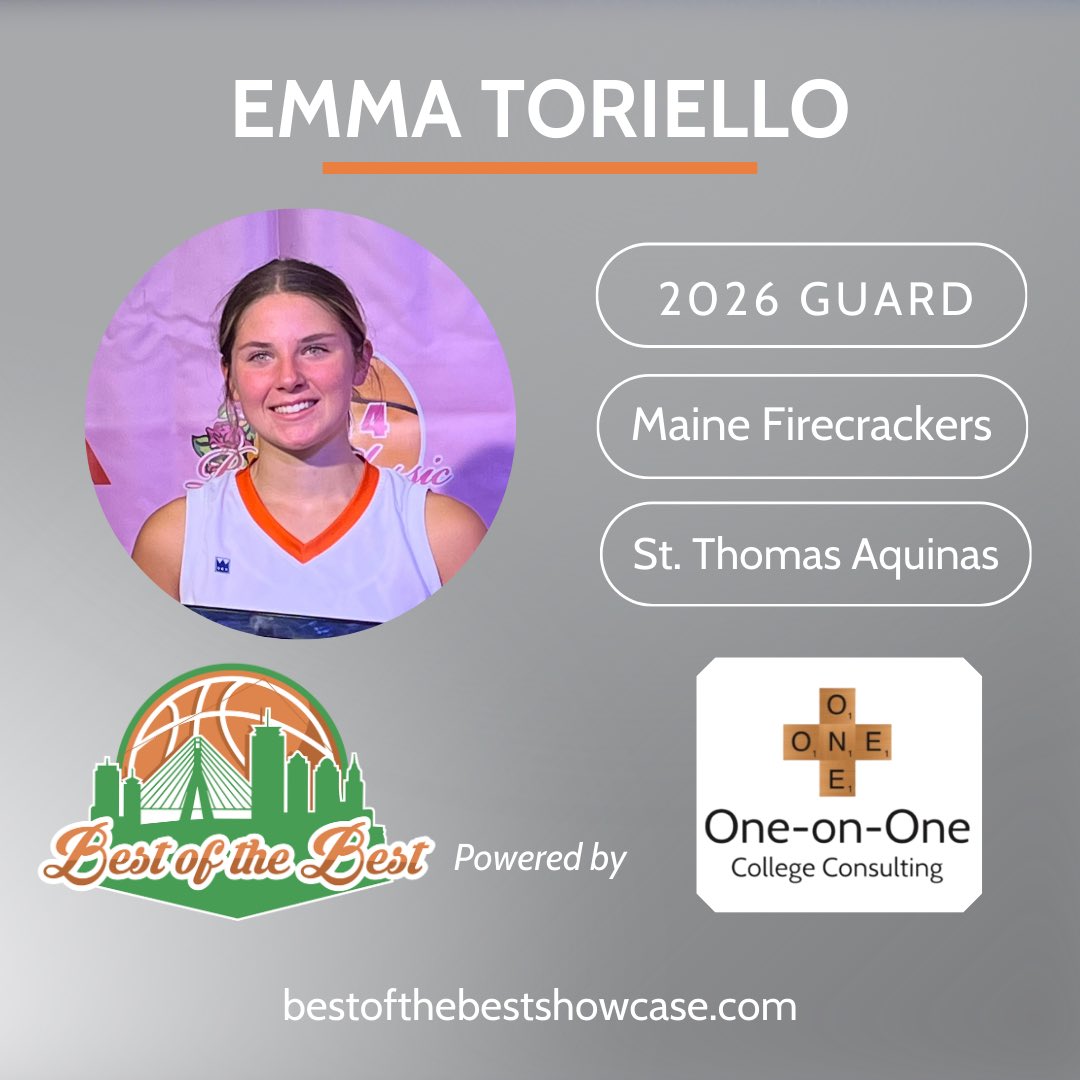 We welcome Emma Toriello - Class of 2026 - to join us at the Best of the Best Showcase at Babson College on Sunday, 9/15 from 8:30am-1:30pm!🏀