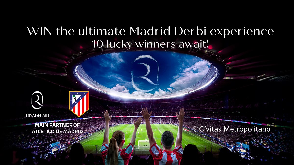 Calling all our football aficionados! At Riyadh Air, we celebrate the passion of Atlético de Madrid fans everywhere! To show our appreciation, we are giving away 10 VIP experiences and tickets for two to the Madrid Derbi on September 29, plus 20 Atleti X Riyadh Air gift boxes