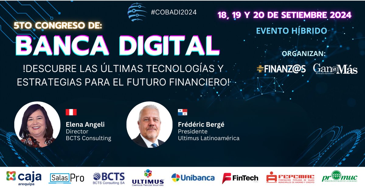 BCTS_Consulting's tweet photo. Te esperamos junto a nuestro partner Ultimus en el 5to Congreso de #BancaDigital para compartirte lo último en tecnología para gestionar procesos digitales. Registro y agenda aquí: https://t.co/6QszukAWHC #Banca #Fintech #BPM #CPS https://t.co/xGmcdPtbhw