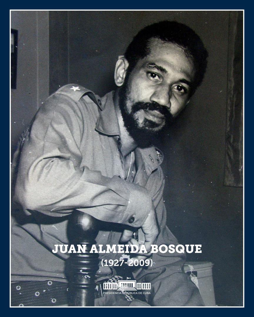MilayJC2708's tweet photo. El Comandante de la #Revolución Juan Almeida Bosque es de los héroes que viven aunque una fecha marque su partida física. 

Su cubanísimo origen, su bravura en combate, su liderazgo social y su hermosa y trascendente obra artística, lo han eternizado en el corazón de #Cuba. https://t.co/OFoDUNcojD