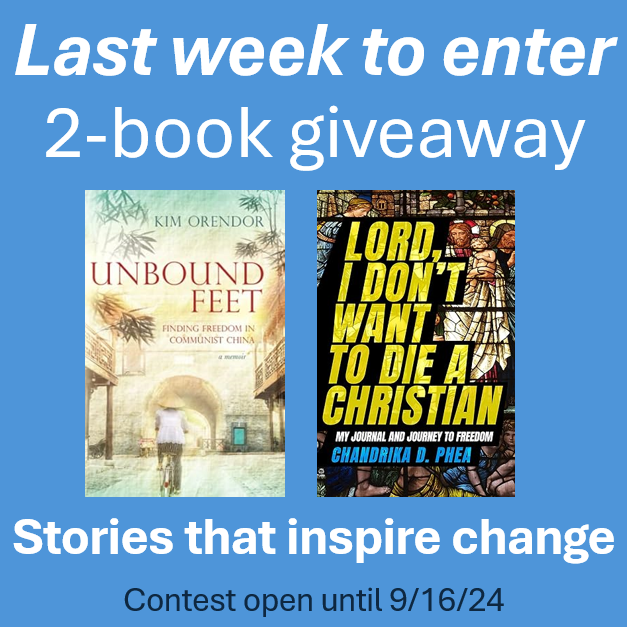 🎇🎇 2-BOOK GIVEAWAY🎇🎇
What's it like to move halfway around the world? Take the trip with us.
Winning is as easy as 1-2-3. 
1. Repost 
2. Follow <a href="/KOrendor/">Kim Orendor</a>
3. Follow <a href="/ChandrikaPhea/">Best-Selling Author, Chandrika D. Phea</a>
Winner announced 9/17/24
#BOOKGIVEAWAY #adventure #travel #china #cultureshock #SpiritualJourney