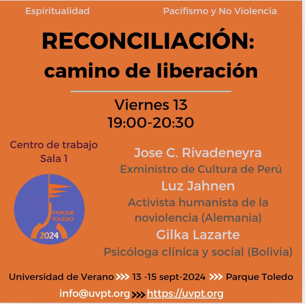 uvpt.org/inscribete/#di… #encuentro #reconciliación #noviolencia #humanismo #UniversidadVeranoParqueToledo #pacifismo #rentabásica #avancescientíficos #avancestecnológicos #feminismos #arte