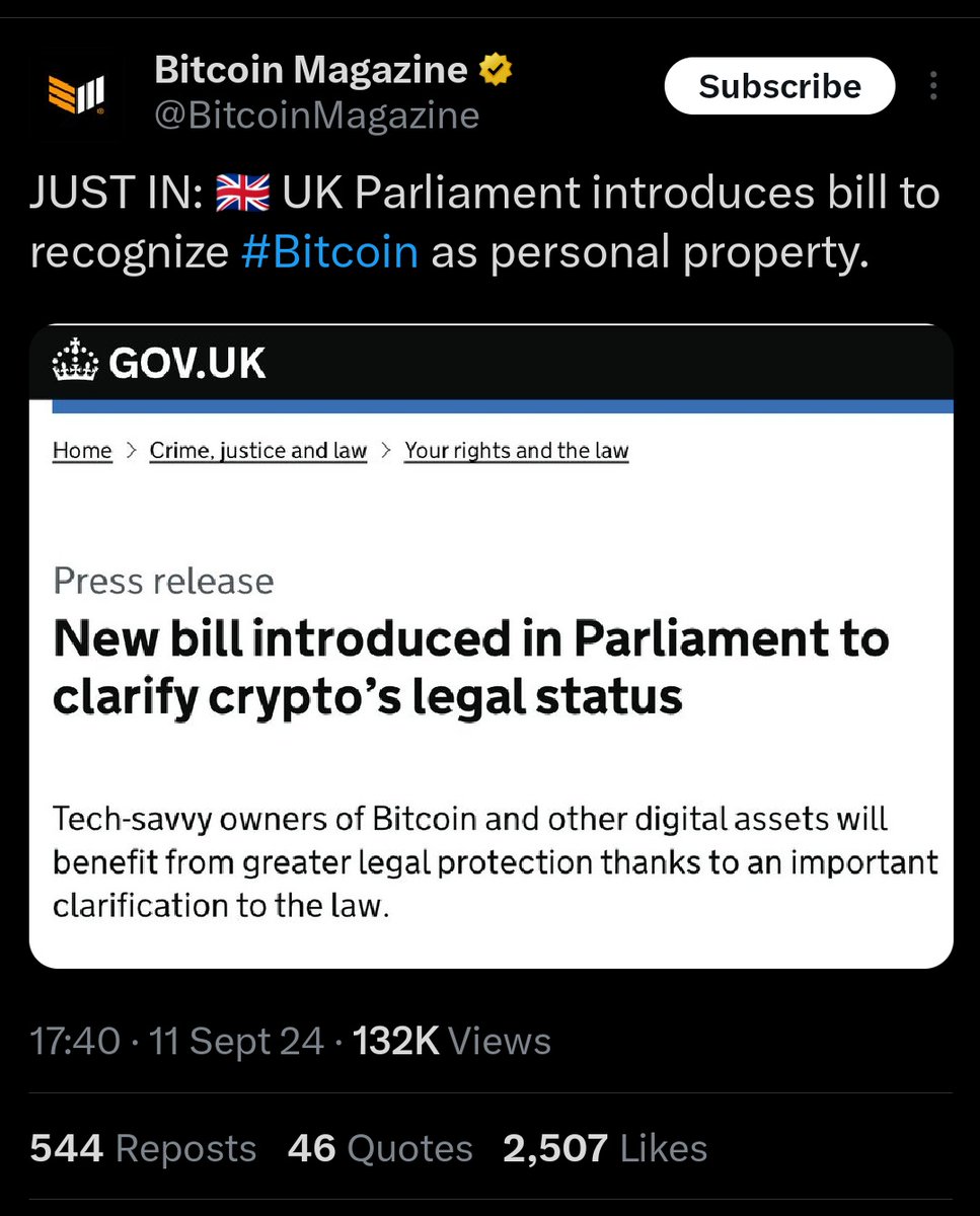 Finally, some good Bitcoin news from the UK! For some time,  @bitcoinpolicyuk has been submitting evidence to Treasury and Parliament as  to the nature of Bitcoin - the money and the asset.