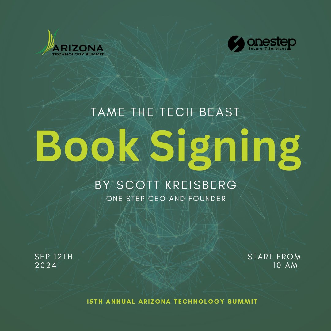 onestepsecureit's tweet image. Join Us at Booth #308 Tomorrow at the Arizona Tech Summit!  
#Cybersecurity #TechnologySummit #BusinessGrowth #ATS24 #OneStepSecureIT #TechEvent