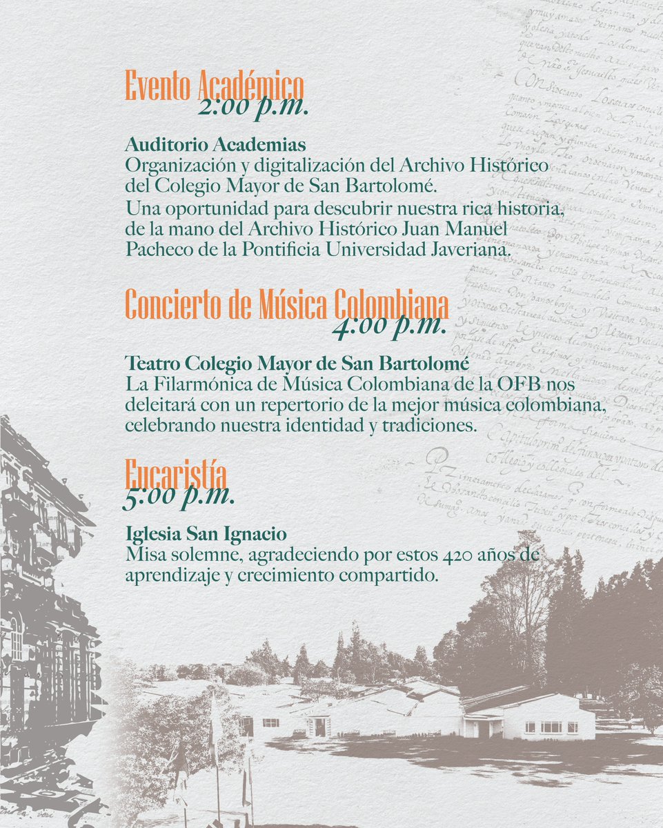 sanbartolomeedu's tweet photo. 🎉Este 26 de septiembre conmemoramos los 420 años de nuestro querido Mayor, con una serie de eventos que nos invitan a recordar nuestras raíces, mantener viva nuestra identidad, agradecer el camino recorrido y soñar juntos con el futuro que nos espera.
¡Los esperamos!
#CMSB https://t.co/wxOGHrU2E8