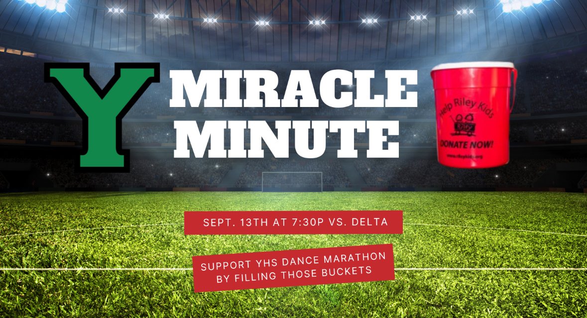 TONGISQUAD's tweet photo. 🚨 ATTENTION TIGERS 🚨
Reminder: The YHS Football Game @ HOME has a YHS Riley Dance Marathon Miracle Minute.  Please bring your spare cash to support Riley Children’s Hospital! https://t.co/P3DfpkTqTG