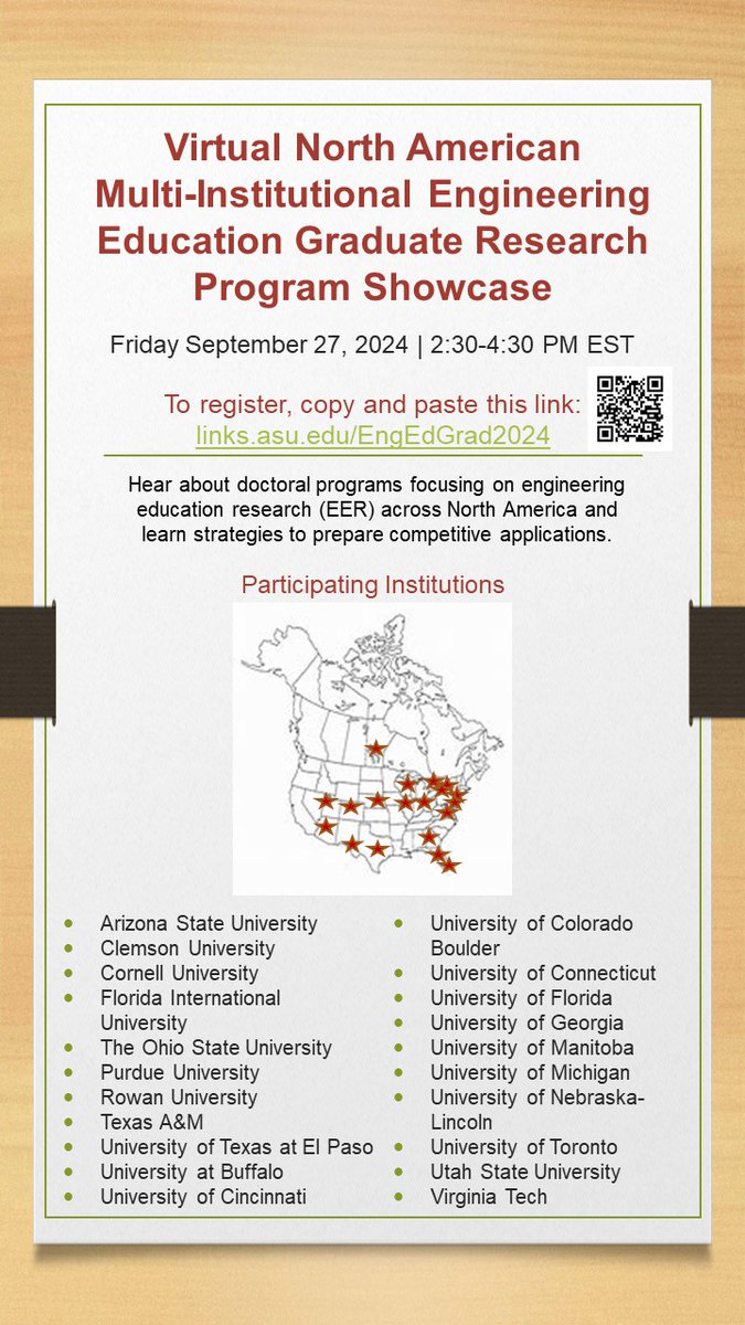 Samantha (Sam) Brunhaver, PhD (@srbrunhav1) on Twitter photo 21 Engineering Education Graduate Programs across North America will host a Virtual Multi-Institutional Showcase on Friday, Sept. 27, 2024, from 2:30–4:30 pm EST (see flyer for details). Contact Sam Brunhaver (sbrunhav@asu.edu) and Cheryl Bodnar (bodnar@rowan.edu) for questions. 21 Engineering Education Graduate Programs across North America will host a Virtual Multi-Institutional Showcase on Friday, Sept. 27, 2024, from 2:30–4:30 pm EST (see flyer for details). Contact Sam Brunhaver (sbrunhav@asu.edu) and Cheryl Bodnar (bodnar@rowan.edu) for questions.