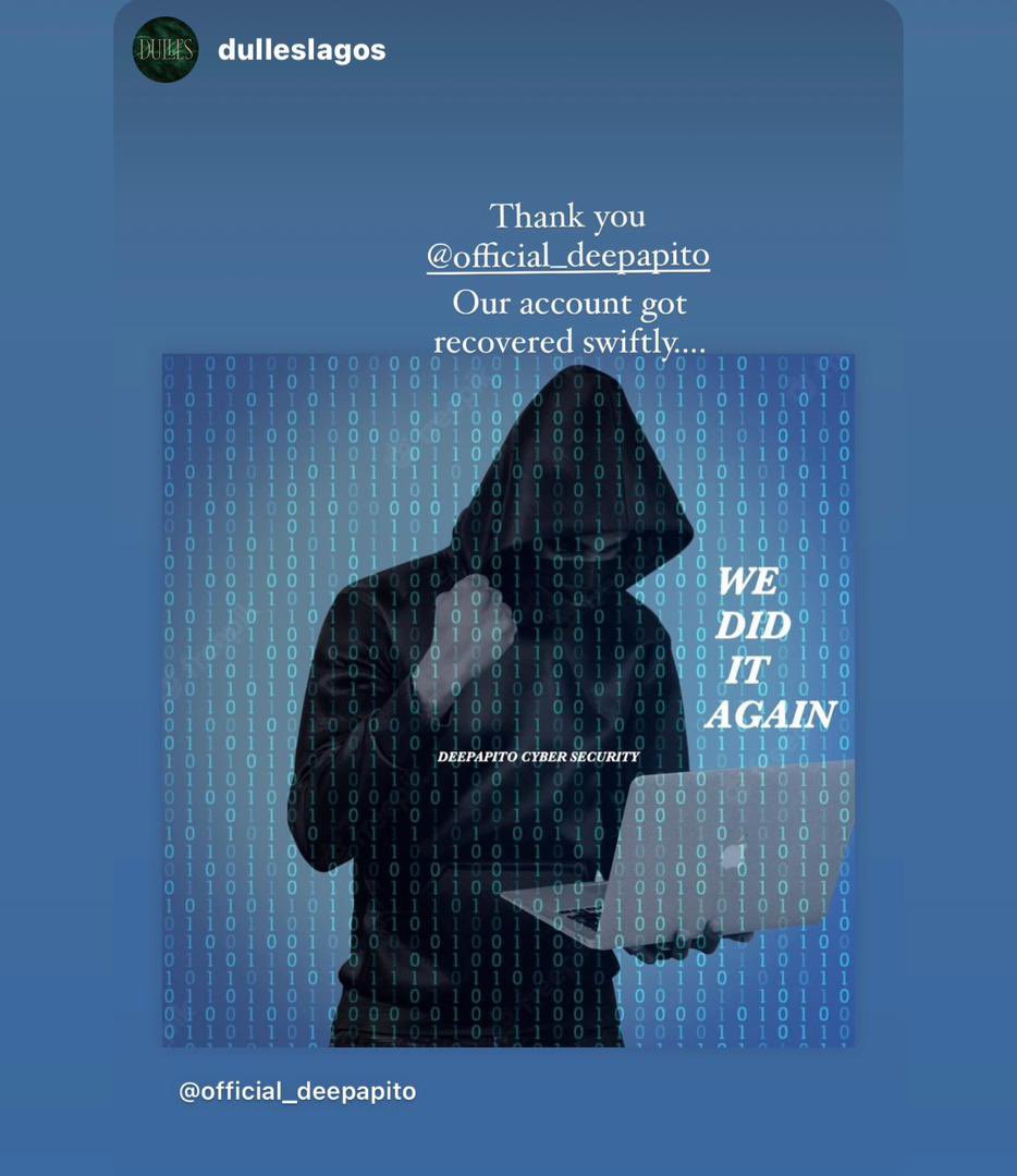 Congratulations on your account recovery <a href="/dulleslagos/">Dulles Lagos</a>