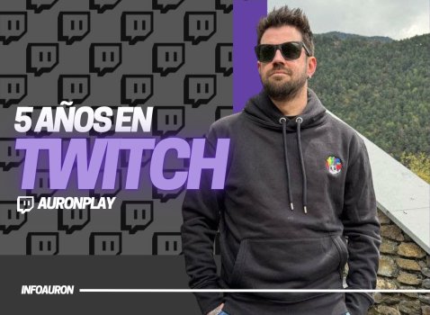 Hoy Auron cumple 5 AÑOS en Twitch! 
#Auronver5ario 🎉

Han sido grandes años viéndole jugar diferentes juegos, series, eventos, just chattings, charlas con amigos y muchas cosas.

Queremos agradecerte y felicitarte <a href="/auronplay/">Auron</a> por todas las risas que nos das.

Te queremos! 🤍