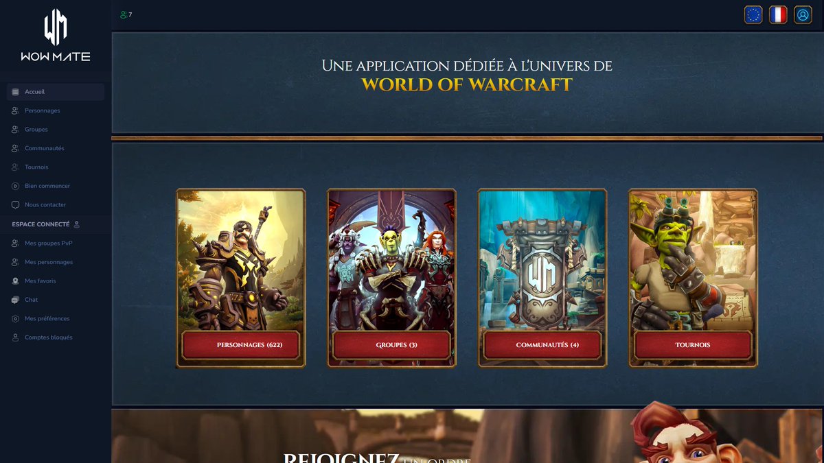 WoWMateCom's tweet photo. La nouvelle homepage de https://t.co/N72nB4ZfAG est en ligne pour le début de la saison ! 
Tu cherches un mate PvP ? Viens découvrir notre outil LFG. 
Et pour les joueurs PvE, on ne vous oublie pas non plus (on est a fond dessus😉). 

Merci à @PpouzeDesign pour le design ! https://t.co/U5vwznf8z5