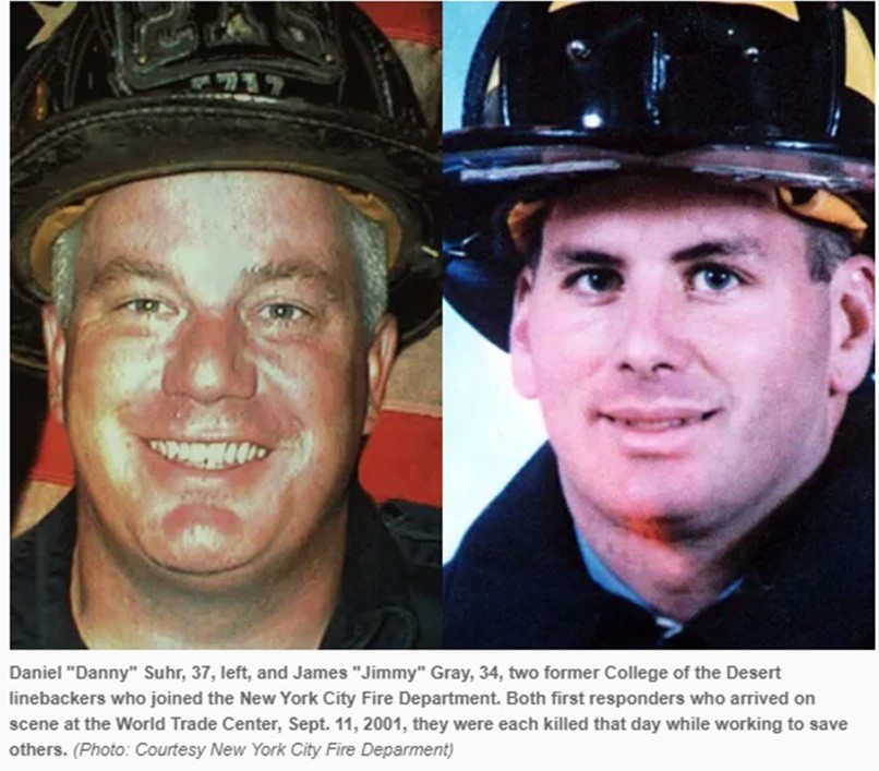 COD_Athletics's tweet image. TODAY! 🏈 The @CollegeOfDesert Athletics family honors the sacrifices of #September11th made by 2 COD #Football alums, Daniel Suhr and James Gray. Photos courtesy of @DesertSunSports Thank you to the writer, Denise Goolsby. 🏈 desertsun.com/story/news/201…