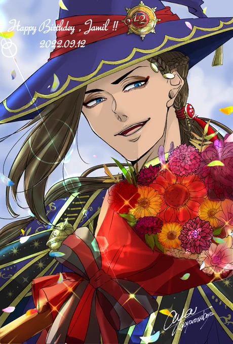 #ジャミル・バイパー誕生祭2024 #自由に踊れジャミル・バイパー誕生の宴2024 まだ、新しいお祝い絵描けてないんですが 折角の推しのお誕生日は祝いたいので過去のお誕生日イラスト再掲します! ジャミル、お誕生日おめでとう