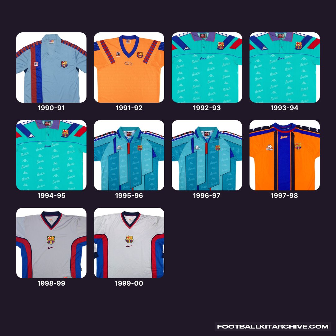 FC Barcelona Away Kits in the 1990s

Which one's your favorite? 👇

▶ footballkitarchive.com/fc-barcelona-k…