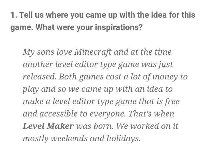 LevelMakerGame's tweet photo. User Reday52 has dug up a short (and formerly presumed to be lost) interview of Vorun about LM from 2016! Here is the link if you wanna check it out...
https://t.co/tg4LtsOjLL
...but here are what I consider to be the highlights. https://t.co/vrYXOusxCX