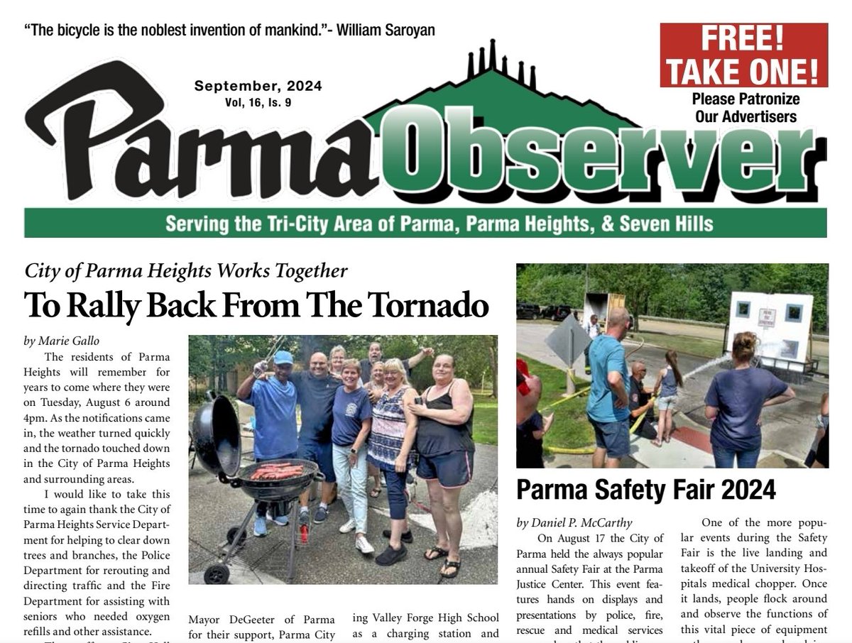 ParmaObserver's tweet image. NOW AVAILABLE: The September 2024 issue of the Parma Observer is out now and is available online! 😎 🇺🇸🇺🇦

media.parmaobserver.com/issue_pdfs/Par…