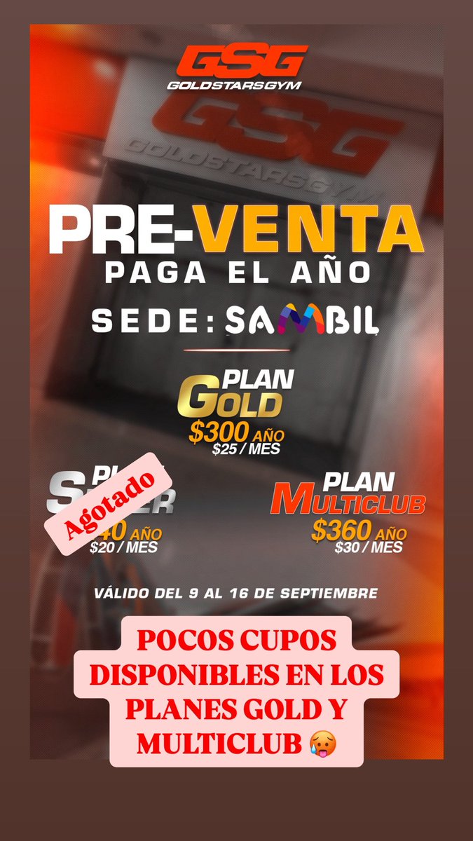 GoldStarsGym's tweet photo. Aún quedan cupos disponibles en nuestros planes Gold y Multiclub 😍 ¡Aprovecha! https://t.co/wytQ3UU417