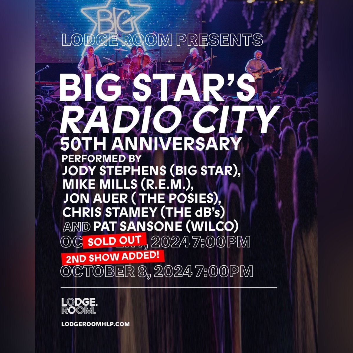 Big Star (@bigstarband) on Twitter photo LA SHOW ADDED!!⭐️ We added a 2nd night of Big Star’s "Radio City" 50th Anniversary tour on Oct. 8 at The <a href="/LodgeRoom/">Lodge Room</a> - performed by: Jody Stephens (Big Star), Mike Mills (R.E.M.), Jon Auer (Posies), Chris Stamey (The dB’s), and Pat Sansone (Wilco). TIX: lodgeroomhlp.com/shows/big-star… LA SHOW ADDED!!⭐️ We added a 2nd night of Big Star’s "Radio City" 50th Anniversary tour on Oct. 8 at The <a href="/LodgeRoom/">Lodge Room</a> - performed by: Jody Stephens (Big Star), Mike Mills (R.E.M.), Jon Auer (Posies), Chris Stamey (The dB’s), and Pat Sansone (Wilco). TIX: lodgeroomhlp.com/shows/big-star…