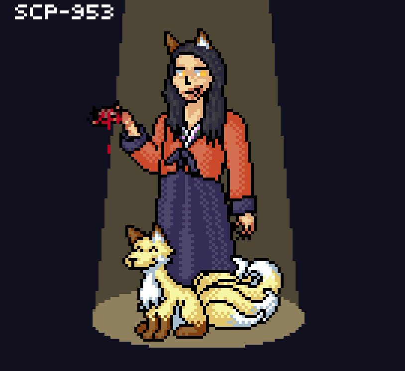 HunterOfMAP's tweet photo. My interpretation of SCP-953, the Polymorphic Humanoid (or rather the Kumiho)
#scp #scp953 #pixelart #art https://t.co/gbmEB2Llu0