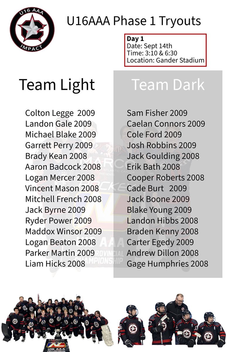 U16AAA Tryouts - Phase 1 are starting this weekend.