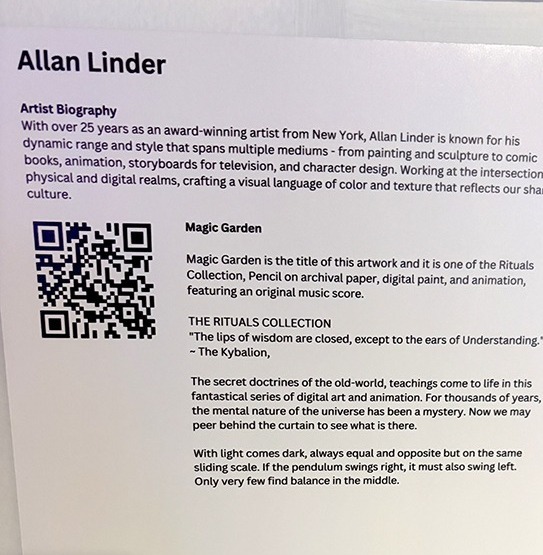 AllanLinder's tweet photo. My Bio is on the wall at the Seattle NFT Museum. If you brought a friend to the show, I thank you.

https://t.co/tJtiZGatq5

#art #nftart #digitalart #nftcollector https://t.co/XHv0rGJTjW
