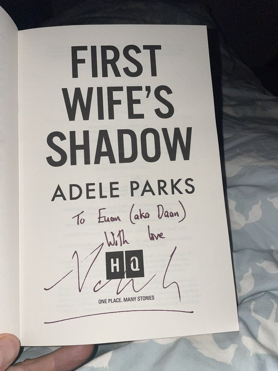 euan888's tweet photo. @adeleparks chuffed to bits with this!! Thank you. โค๏ธ Although relieved I didn't make the book club as I've not finished it yet... #nospoilers #adeleparks #firstwifesshadow https://t.co/OP4weRsRfT