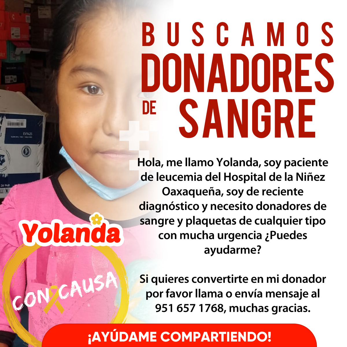 La pequeña Yolanda se encuentra delicada, necesita con urgencia donadores de sangre y plaquetas, ayúdanos compartiendo esta publicación y si puedes también donándole ❤🎗️ #DonaSangre #ConCausa #Oaxaca