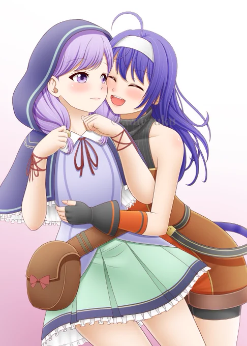 #女の子二人のイラストを貼る見た人もやる