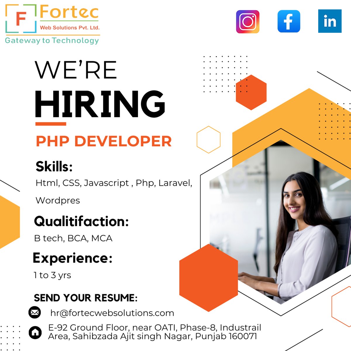 fortec_web's tweet image. Hello Copnnections,

We are hiring #Phplaravel Developer on urgent basis...

Exp 2 to 3yrs

Skills - HTML, CSS, Php, Laravel, Wordpress, shopify, theme development, plugin Development, Server, hosting

Location - Phase 8 Mohali

Immidiate joiner

5 Days working
