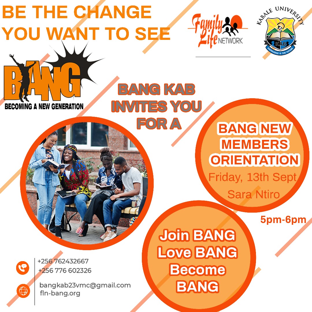 BecomingAN9767's tweet image. To all BANG members, join us this Friday as we welcome freshers and new members into the BANG program! Let&apos;s together inspire and have them understand why Values, Morals and Character are really important especially in the campus journey. 🕓4:30pm to 6:00pm  📍SARA NTIRO 
#VMCs