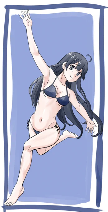 体を描く練習だからビキニ姿にせざるを得ない 119枚目  潮 POSEMANIACS見ないで下さい#艦これ #nktrビキニで練習 