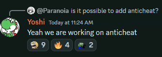Yoshi confirms they are working on an anticheat