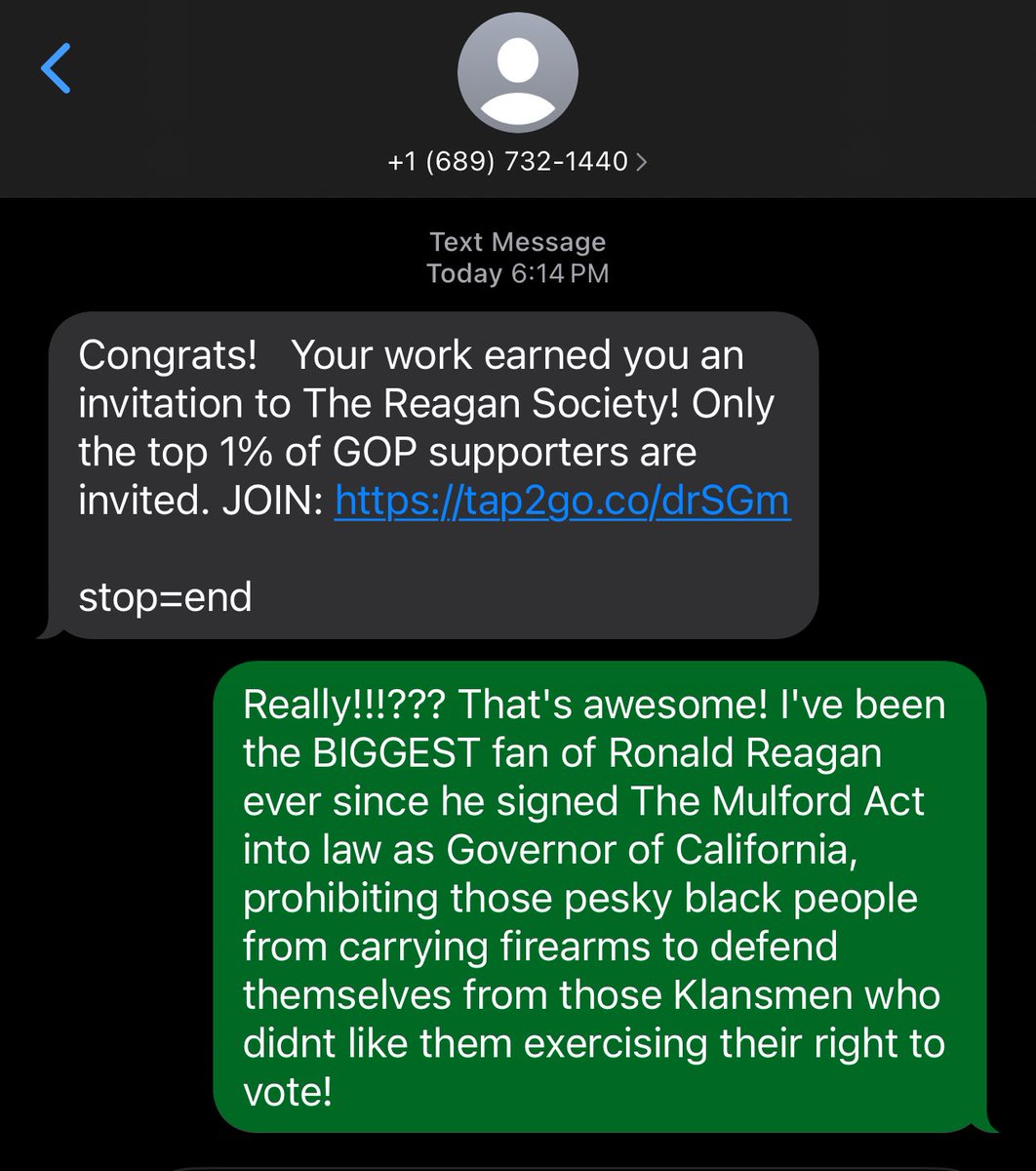Danny4Anarchy's tweet photo. Fuckin’ #telemarketers. 

#Election2024 #RonaldReagan #GOP #MulfordAct #GunControlisRacist https://t.co/trpcA6dhc1