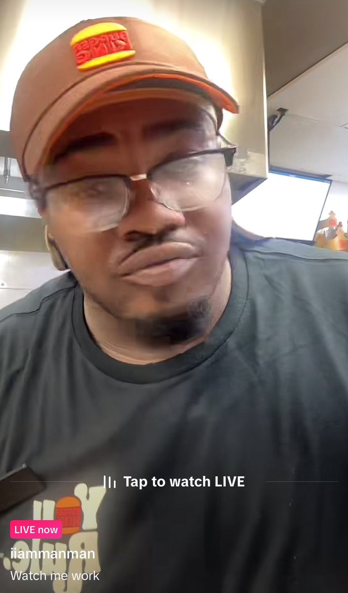 8odly's tweet image. Yo why is man man working at Burger King
