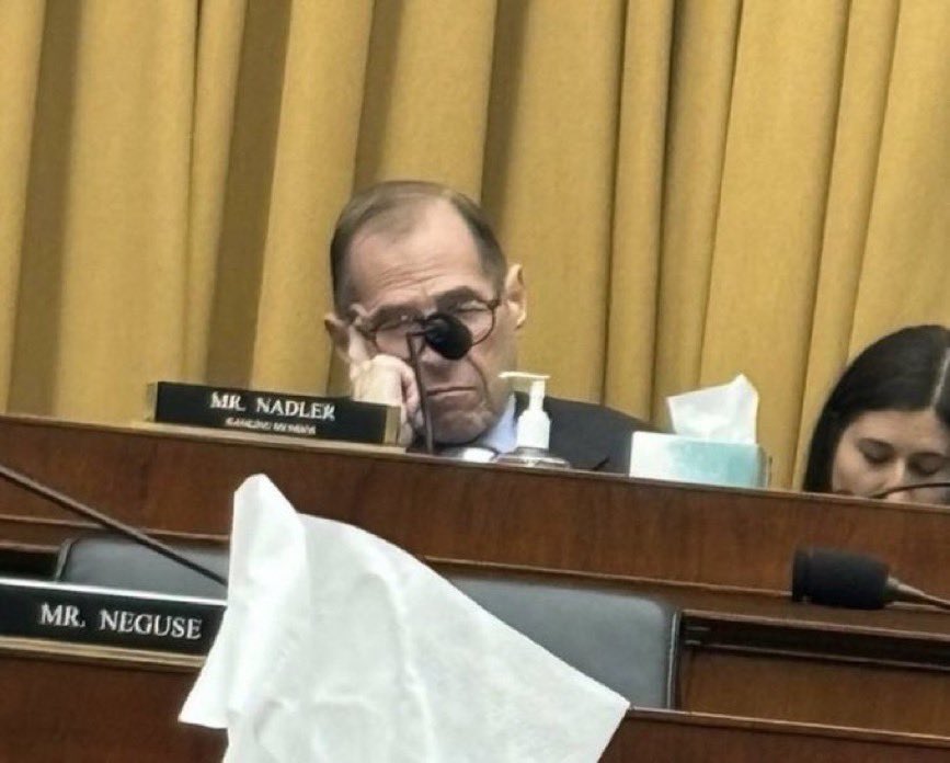 GuntherEagleman's tweet image. 🚨 Democrats don’t care about the American people. 

Congress just reconvened from a nice vacation and half the Democrats didn’t even show.

Jerry Nadler decided to take a nap during one of the grieving mothers giving her testimony…