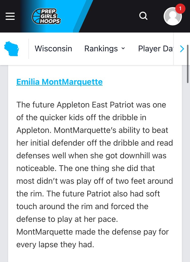 Emilia (@e_montmarquette) on Twitter photo Thank you <a href="/BradyJ_Peterson/">Brady Petersonπ΅π·</a> for the write up. Had an amazing time competing in the Freshman Showcase!
<a href="/appletoneastgbb/">Appleton East GBB</a> <a href="/WiFlightElite/">Team PRIME Nation GEYBL</a> <a href="/PrepGirlsHoops/">Prep Girls Hoops π</a> <a href="/JrAllStarWI/">Wisconsin Jr. All-Star GBB</a> Thank you <a href="/BradyJ_Peterson/">Brady Petersonπ΅π·</a> for the write up. Had an amazing time competing in the Freshman Showcase!
<a href="/appletoneastgbb/">Appleton East GBB</a> <a href="/WiFlightElite/">Team PRIME Nation GEYBL</a> <a href="/PrepGirlsHoops/">Prep Girls Hoops π</a> <a href="/JrAllStarWI/">Wisconsin Jr. All-Star GBB</a>