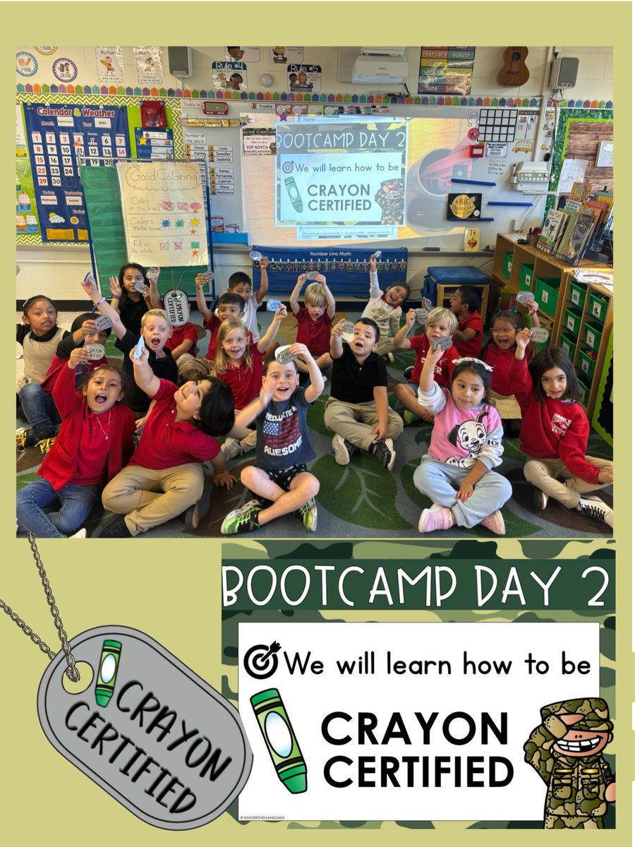 Mr. Platis (@mr_platis) on Twitter photo Day 2 of Kindergarten Bootcamp! Cadets in training all earned their Crayon Certification!
We learned to do our best to:
🖍 Stay inside the lines.
🖍 Make all the white space go away.
🖍 Use “good choice” colors.
<a href="/5Giggers/">Kristine Giglio</a> <a href="/rbpsEAGLES/">Red Bank Primary</a> #RBBisBIA Day 2 of Kindergarten Bootcamp! Cadets in training all earned their Crayon Certification!
We learned to do our best to:
🖍 Stay inside the lines.
🖍 Make all the white space go away.
🖍 Use “good choice” colors.
<a href="/5Giggers/">Kristine Giglio</a> <a href="/rbpsEAGLES/">Red Bank Primary</a> #RBBisBIA
