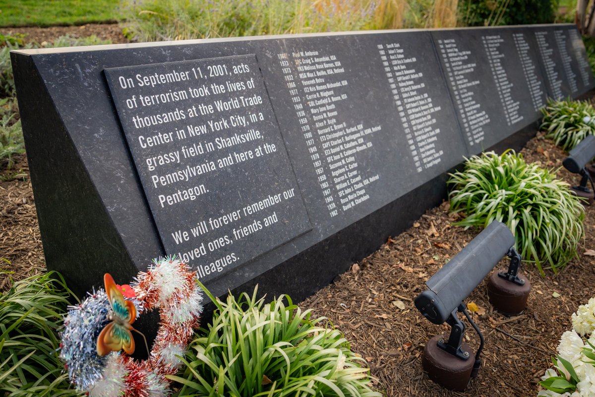 POTUS46Archive's tweet photo. Arlington, Virginia.
 
It was here that civilians and service members at the Pentagon rushed into the fiery breach to rescue their colleagues, showing the world what Americans are made of.
 
When faced with evil – and an enemy that sought to tear us apart – we endured. https://t.co/FJoZ0QnPfS