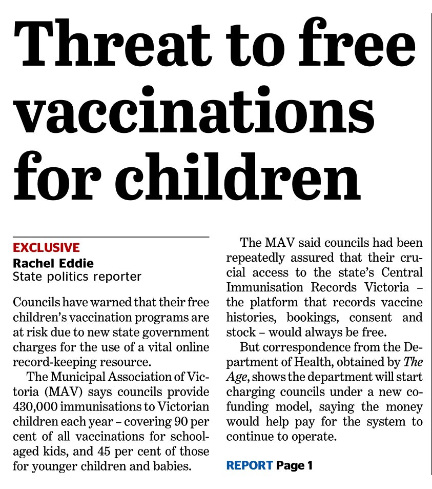 Victoria's immunisation program is a critical piece in the public health, and councils play an important role in ensuring all Victorians have access to it.

Today in <a href="/theage/">The Age</a>, we're highlighting the latest funding challenge for councils.
