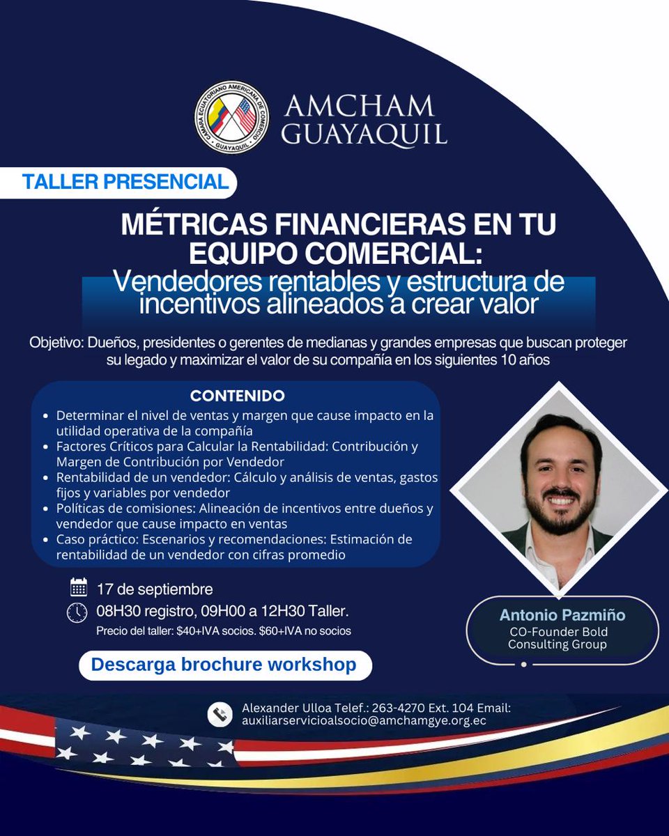 📊 ¡No te pierdas el taller presencial sobre Métricas Financieras en tu Equipo Comercial! Aprende a maximizar la rentabilidad de tus vendedores con incentivos alineados.
🗓️ 17 de septiembre | 09H00-12H30
Regístrate
👉 forms.gle/FSK9vsqZByQsHk…

 #VentasRentables
