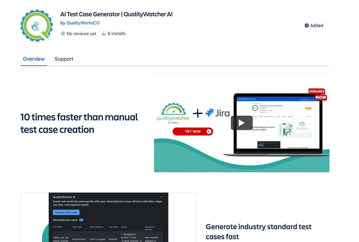 qualityworkscg's tweet image. Exciting News!
Our AI Test Case Generator - JIRA plugin has been released and It&apos;s now available for you to install, test, and experience firsthand! Streamline quality workflows and improve efficiency!
#jira #jiraplugin #testcasegenerator #aitools #ai

buff.ly/3AXF47T