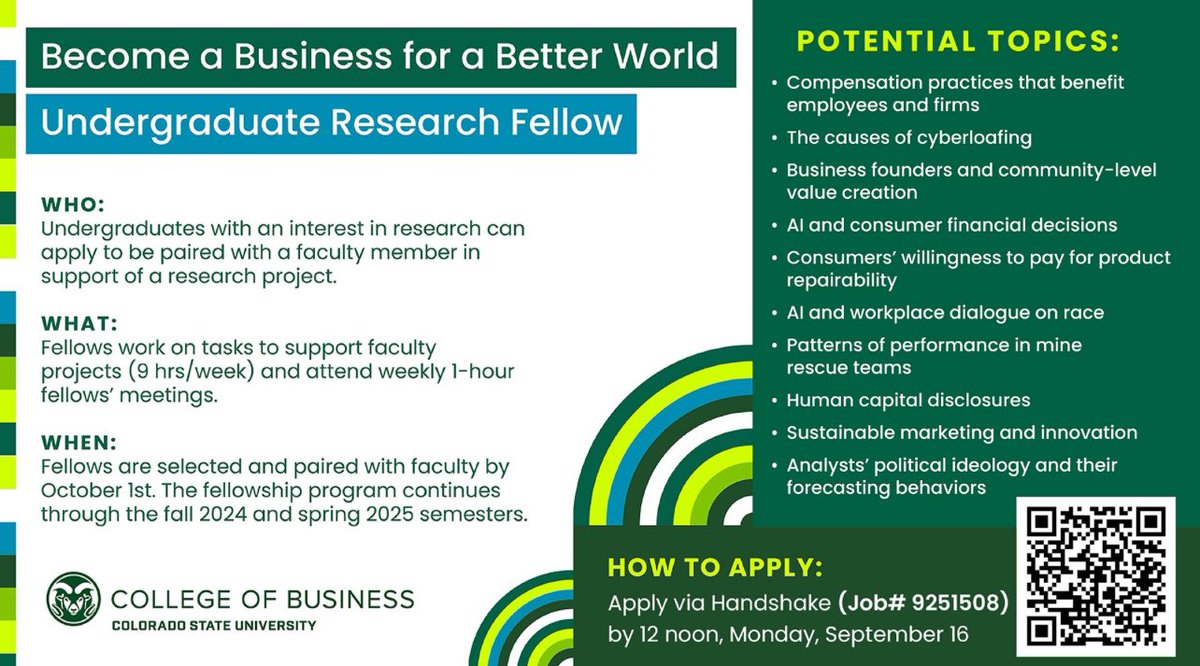 CSU_OURA's tweet image. Make sure to check out this amazing opportunity from the college of business!