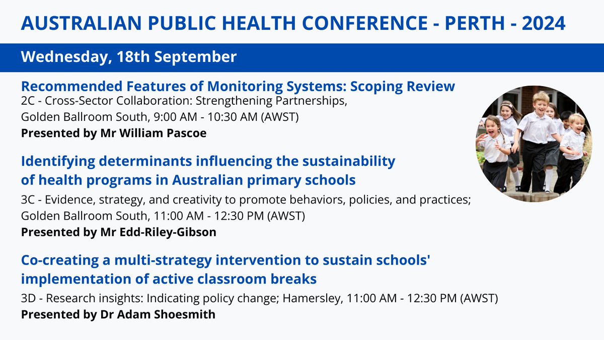 National Centre of Implementation Science (NCOIS) (@ncoisaustralia) on Twitter photo 📣NCOIs researchers will be sharing their #impsci research next week at <a href="/_PHAA_/">publichealthaus.bsky.social</a> 's #AUSTPH2024 Conference!
Be sure to catch <a href="/adamjsmith_92/">Adam Shoesmith</a>, <a href="/E_RileyGibson/">Edd Riley-Gibson</a> & <a href="/WillPascoe_/">Will</a> presenting on EBI #implementation #sustainment & #monitoring.
More details 👇& 👉austph2024.com 📣NCOIs researchers will be sharing their #impsci research next week at <a href="/_PHAA_/">publichealthaus.bsky.social</a> 's #AUSTPH2024 Conference!
Be sure to catch <a href="/adamjsmith_92/">Adam Shoesmith</a>, <a href="/E_RileyGibson/">Edd Riley-Gibson</a> & <a href="/WillPascoe_/">Will</a> presenting on EBI #implementation #sustainment & #monitoring.
More details 👇& 👉austph2024.com