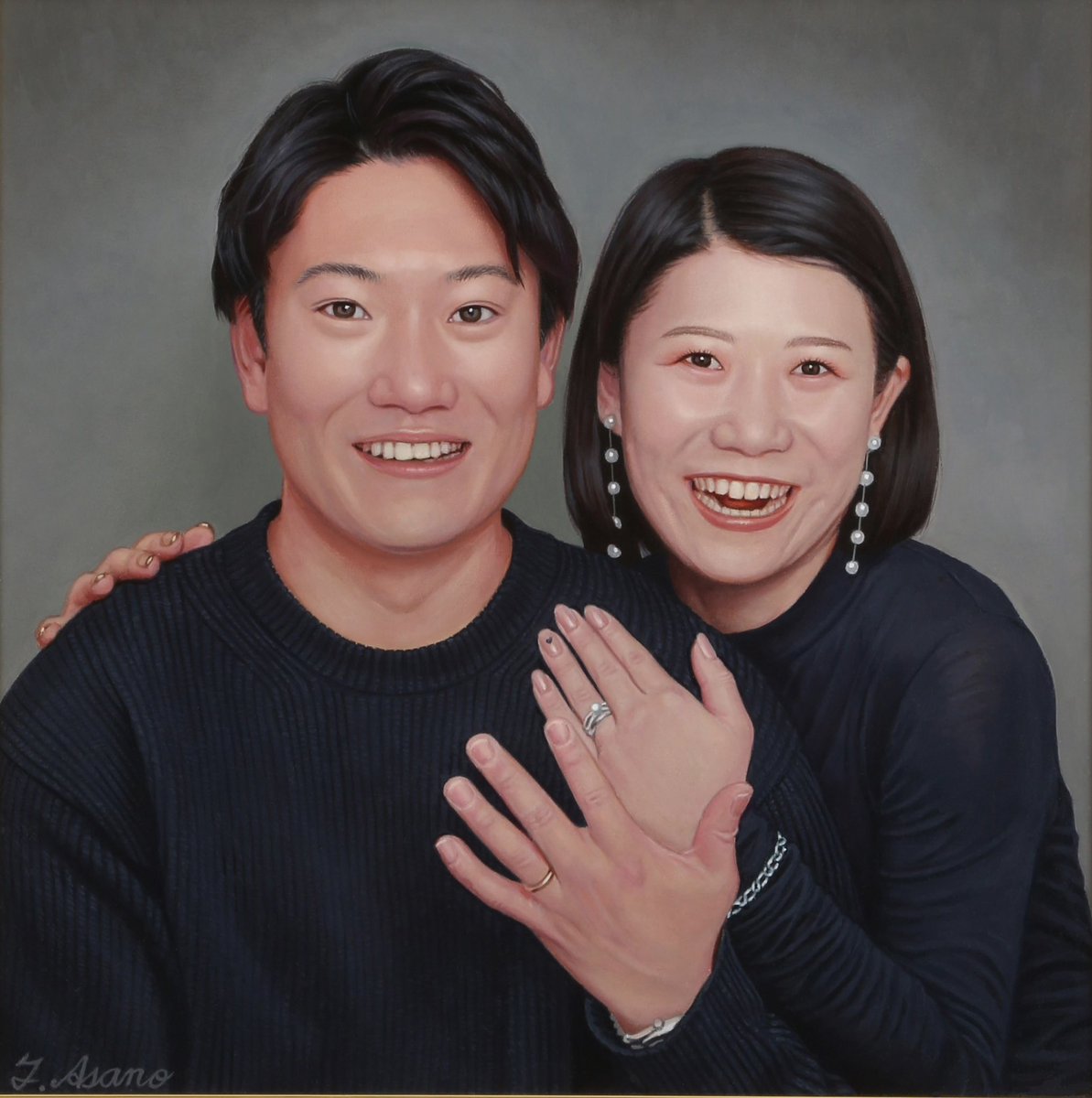 Asano2019's tweet photo. 昨年、幼なじみで１つ上の先輩から息子さん
(元聖光学院野球部主将で現在球団楽天の仕事をしています)の結婚祝いの為、肖像画(6S)を依頼され今年描いた作品です。
喜んで頂きとても嬉しかったです。 https://t.co/1uoGBizDjO