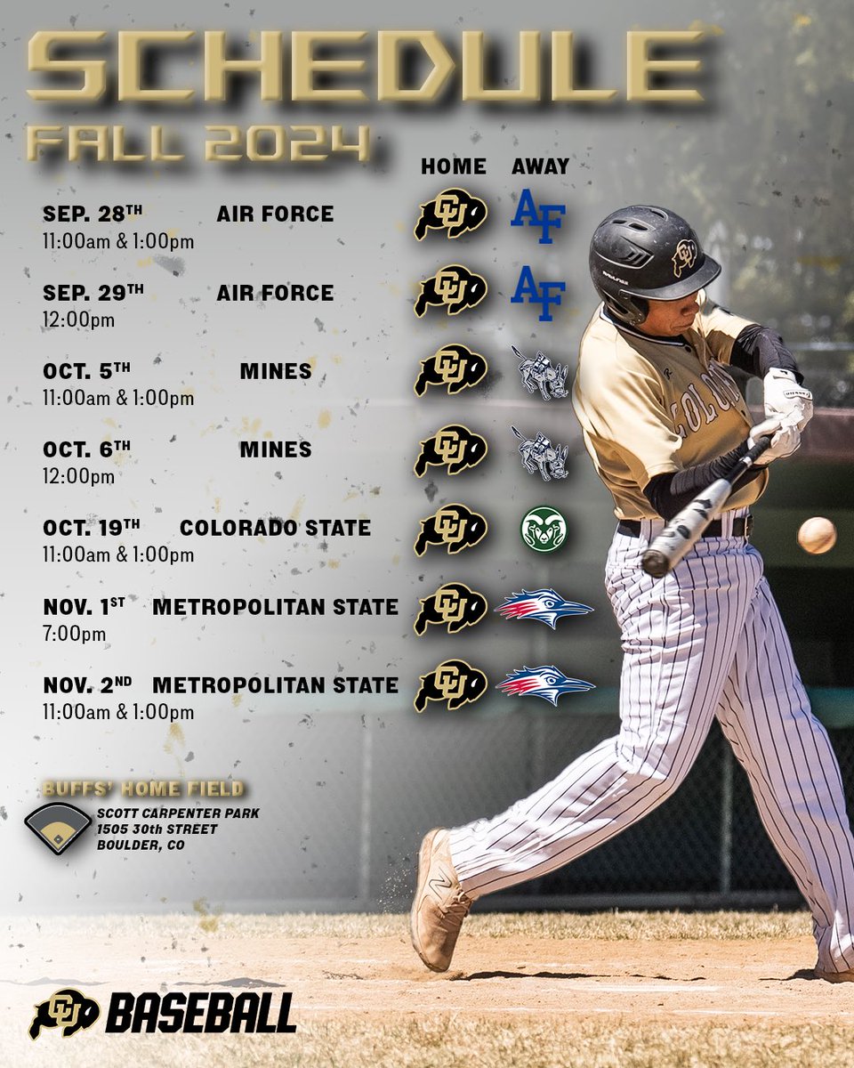 CUBuffBaseball's tweet photo. Your 2024 CU Baseball Fall Schedule
#buffsr🔥 #baseballsback🦬 https://t.co/Nt4i6HoE1d