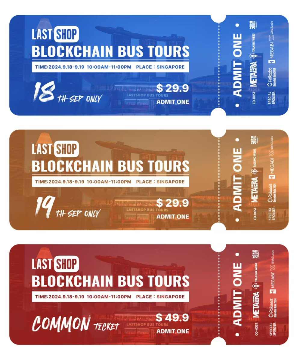 shiliancaijing's tweet photo. #世链财经 支持
LastShop • TOKEN2049 巴士之旅 

📅 日期：2024年9月18-19日，上午10点到晚上11点

📍 地点：新加坡 —— 游览热门景点，并提供主会场与分会场之间的接驳服务

 抽奖福利：双日通票 x 10

 关注 @LastShop_com + @0xTalkingWeb3+@MetaEra+@shiliancaijing 
 欢迎留言互动，

详情了解：https://t.co/STTETdyrCm
车票获取：https://t.co/o2XwSmEnOg