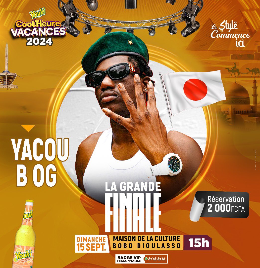 yacoubogoff's tweet photo. À tous les Japonais, tous OG MAN  de Bobo Dioulasso je vous donne rendez le dimanche 15 septembre pour la finale de Youki Couleur Vacances 2024 https://t.co/7uzF6MBDfs