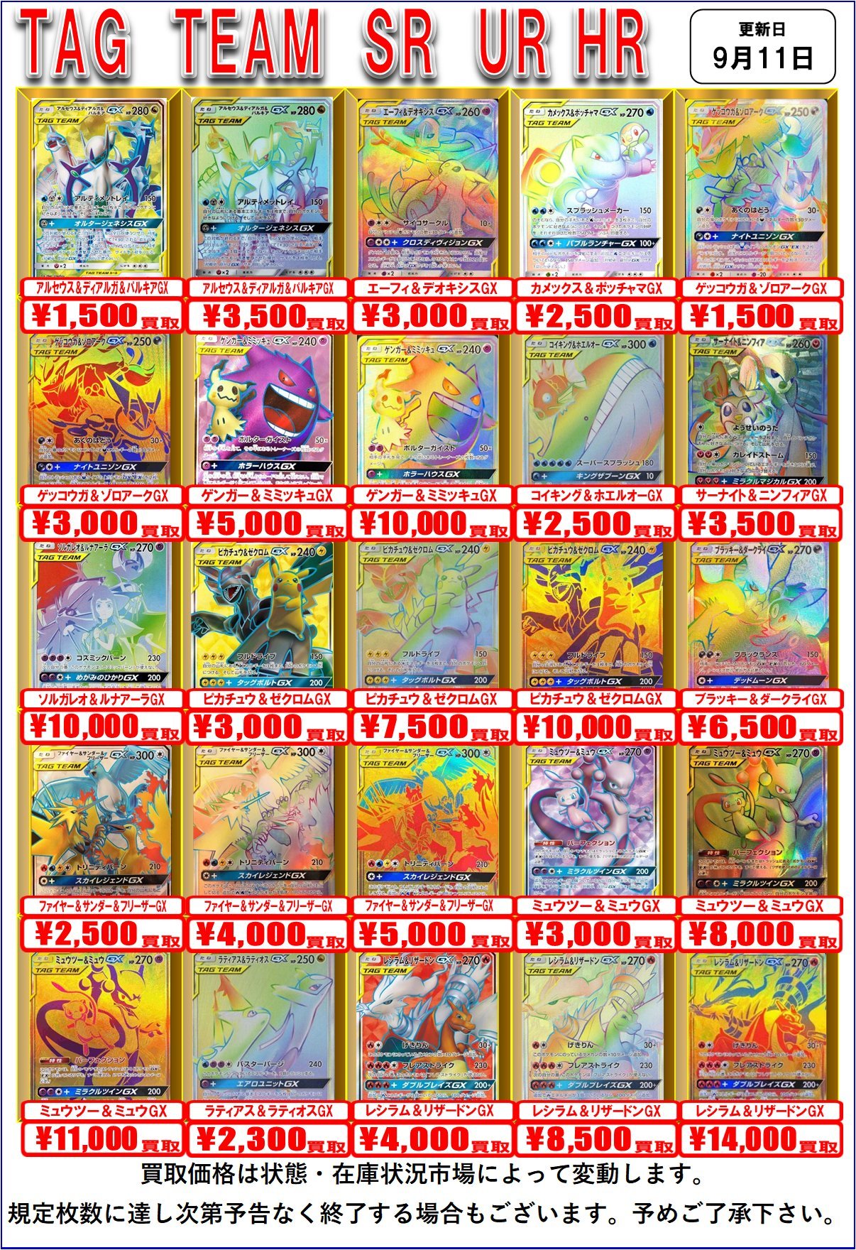 ゲンガー&ミミッキュ ファイヤー&サンダー&フリーザー レシラム