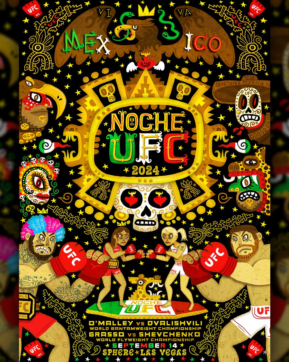ufc_jp's tweet image. #UFC306 アーティストシリーズ✨

🎨： Jorge R Gutierrez @Mexopolis | @UFCStore

@RiyadhSeason #NocheUFC | #ノーチェUFC
📅9月15日（日）
⏰️プレリム8時30分｜メインカード11時
🏟️スフィア @SphereVegas
📺 @UNEXT_fight &amp;amp; #UFCFightPass
