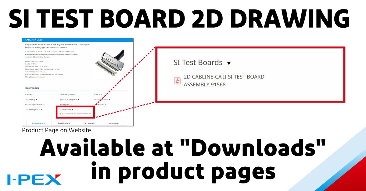 ipexconnectors's tweet image. 2D drawings of SI(Signal Integrity) Test Boards are available now at product pages on I-PEX Connector Website.
You can view and download them at each product page.
#signalintegrity #testboard #pcb #connector
bit.ly/3ZlujGz